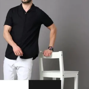 Men's Black Slim-Fit Shirt – Style 628