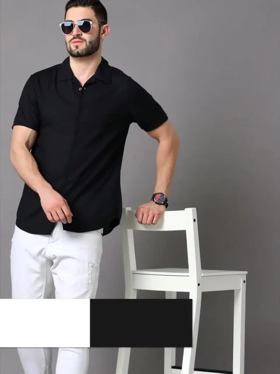 Men's Black Slim-Fit Shirt – Style 628