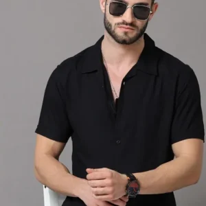 Men's Black Slim-Fit Shirt – Style 628