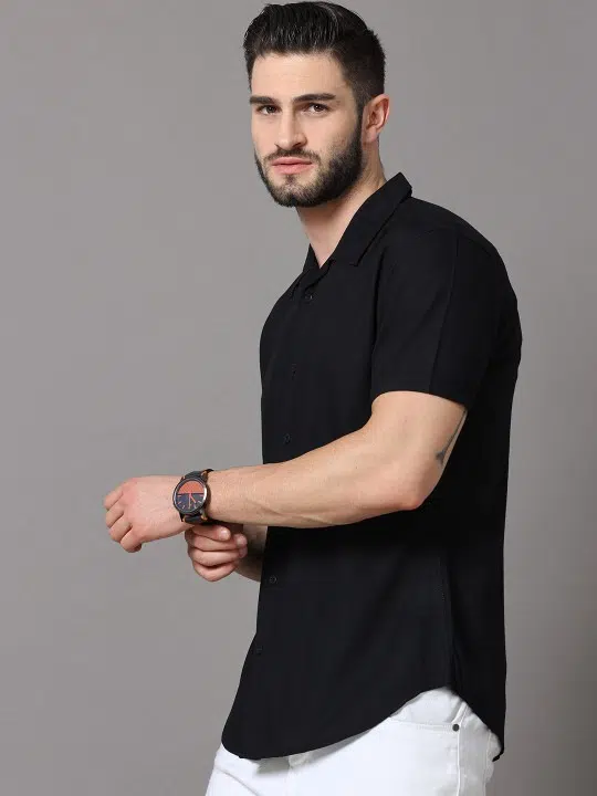 Men's Black Slim-Fit Shirt – Style 628