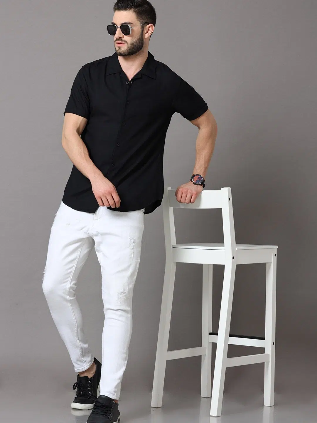Men's Black Slim-Fit Shirt – Style 628