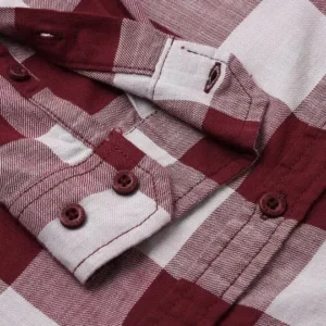 Men's Maroon Slim-Fit Check Shirt – Style 896