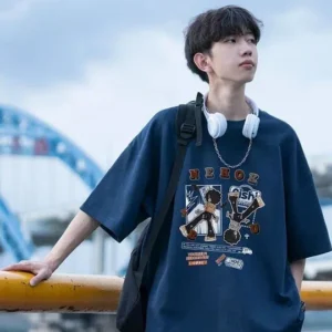 Men's Oversized-Fit Graphic-Print T-Shirt – Style 818