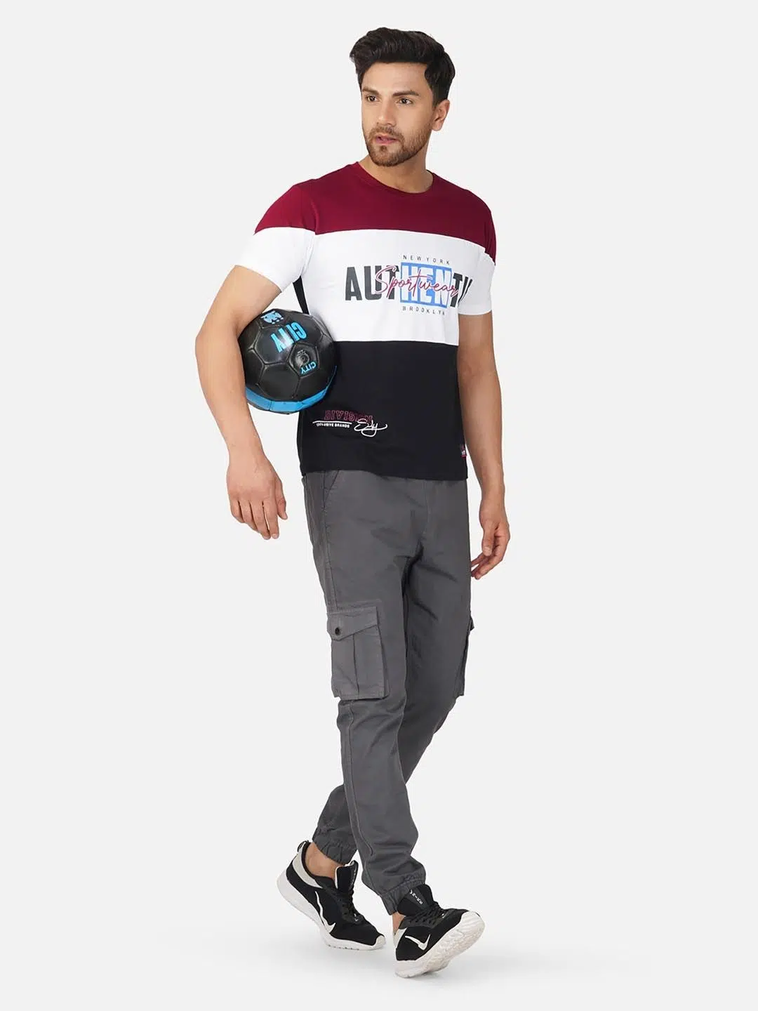 Men's Regular-Fit Colourblock Cotton T-Shirt – Style 362