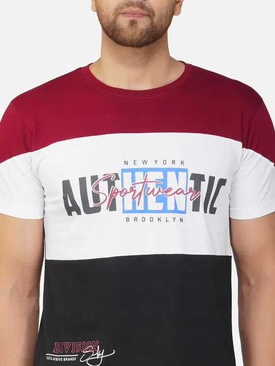 Men's Regular-Fit Colourblock Cotton T-Shirt – Style 362