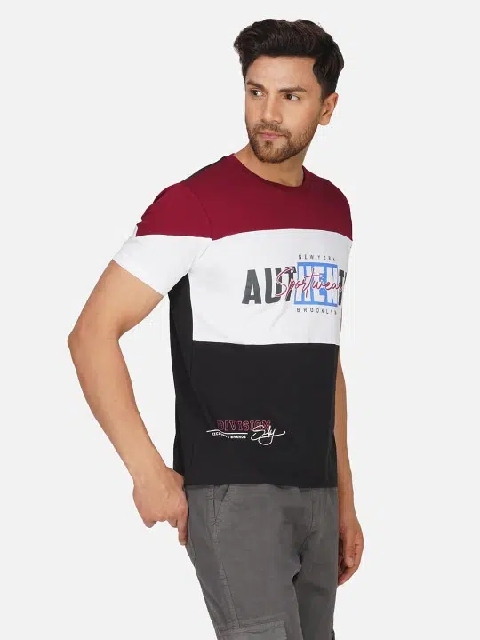 Men's Regular-Fit Colourblock Cotton T-Shirt – Style 362