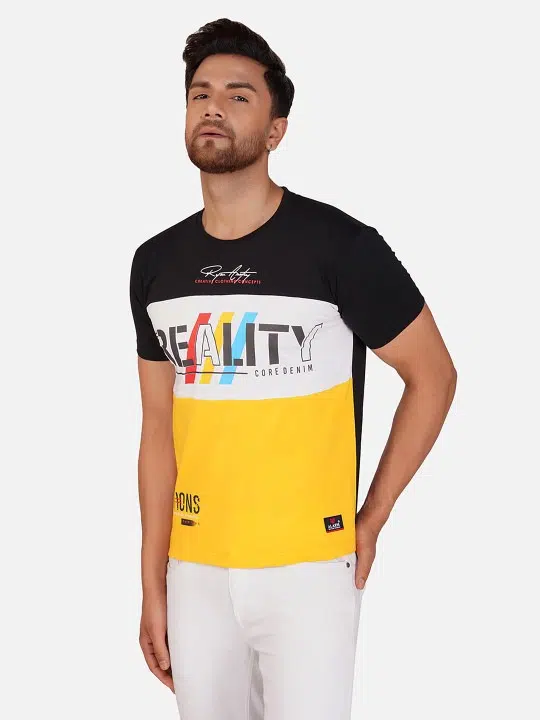 Men's Regular-Fit Colourblock Cotton T-Shirt – Style 436