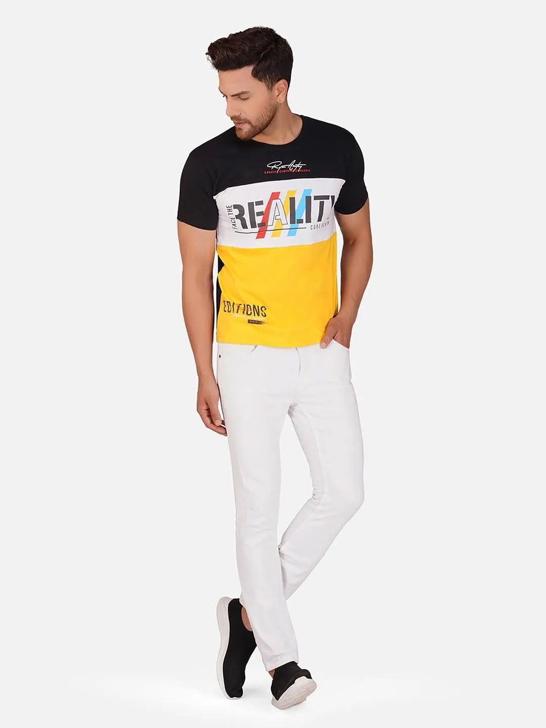 Men's Regular-Fit Colourblock Cotton T-Shirt – Style 436