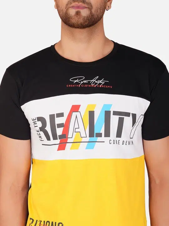 Men's Regular-Fit Colourblock Cotton T-Shirt – Style 436