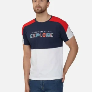 Men's Regular-Fit Colourblock Cotton T-Shirt – Style 468