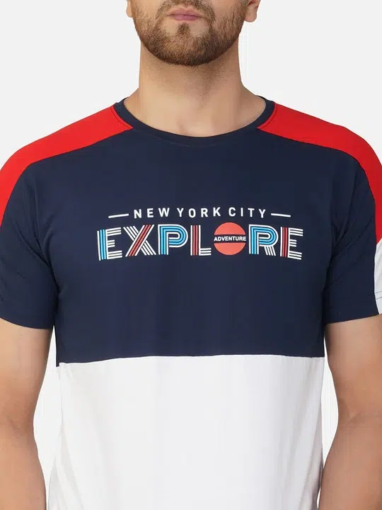 Men's Regular-Fit Colourblock Cotton T-Shirt – Style 468