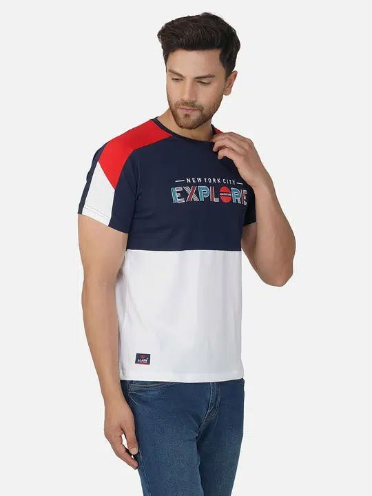 Men's Regular-Fit Colourblock Cotton T-Shirt – Style 468
