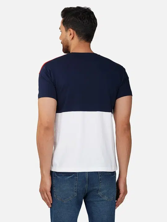Men's Regular-Fit Colourblock Cotton T-Shirt – Style 468