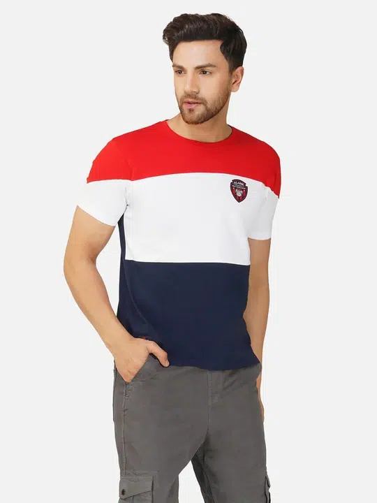Men's Regular-Fit Colourblock Cotton T-Shirt – Style 506