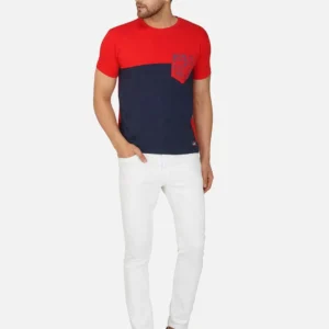 Men's Regular-Fit Colourblock Cotton T-Shirt – Style 851