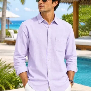 Men's Regular-Fit Linen Blend Shirt – Style 580