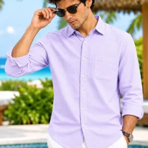 Men's Regular-Fit Linen Blend Shirt – Style 580