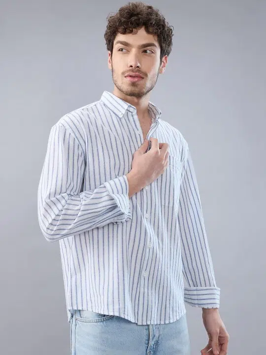 Men's Regular-Fit Stripe Cotton Shirt – Style 484
