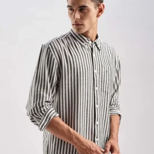 Men's Regular-Fit Stripe Linen Blend Shirt – Style 917