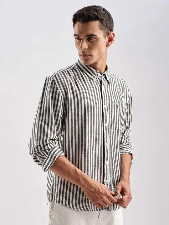 Men's Regular-Fit Stripe Linen Blend Shirt – Style 917