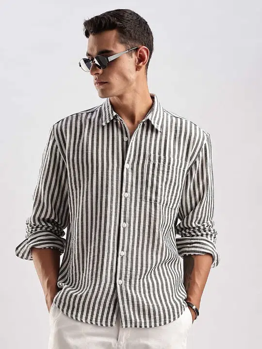 Men's Regular-Fit Stripe Linen Blend Shirt – Style 917