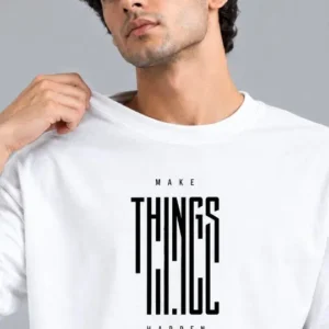 Men's Regular-Fit Typography-Print Pure Cotton T-Shirt – Style 562