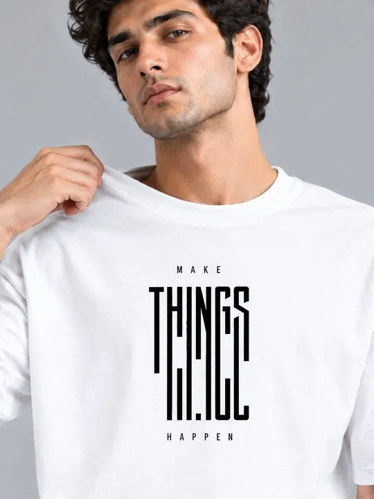 Men's Regular-Fit Typography-Print Pure Cotton T-Shirt – Style 562