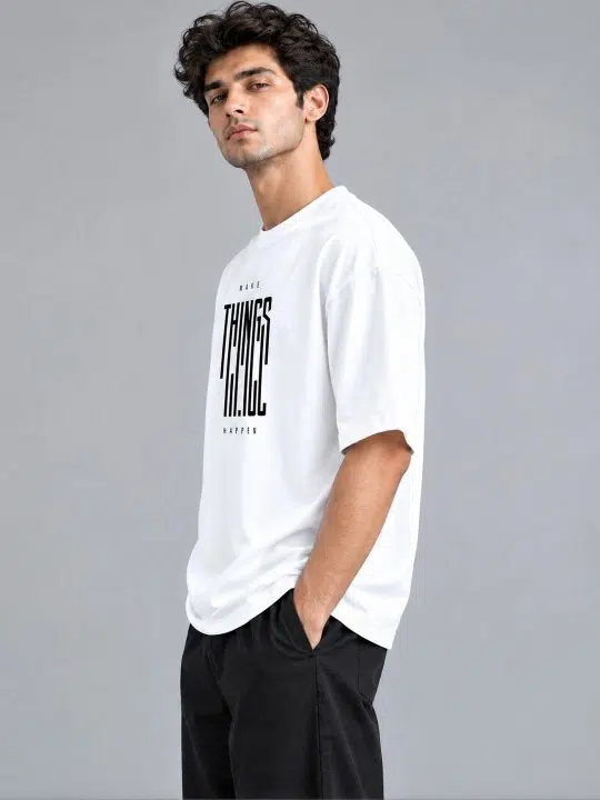 Men's Regular-Fit Typography-Print Pure Cotton T-Shirt – Style 562