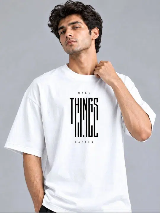 Men's Regular-Fit Typography-Print Pure Cotton T-Shirt – Style 562