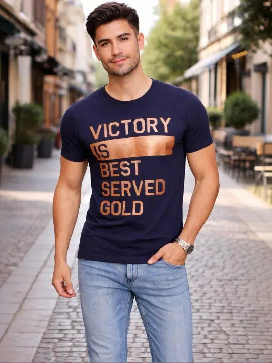 Men's Regular-Fit Typography-Print T-Shirt – Style 168