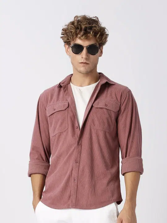Men's Regular-Fit Vertical-Stripe Corduroy Shirt – Style 135