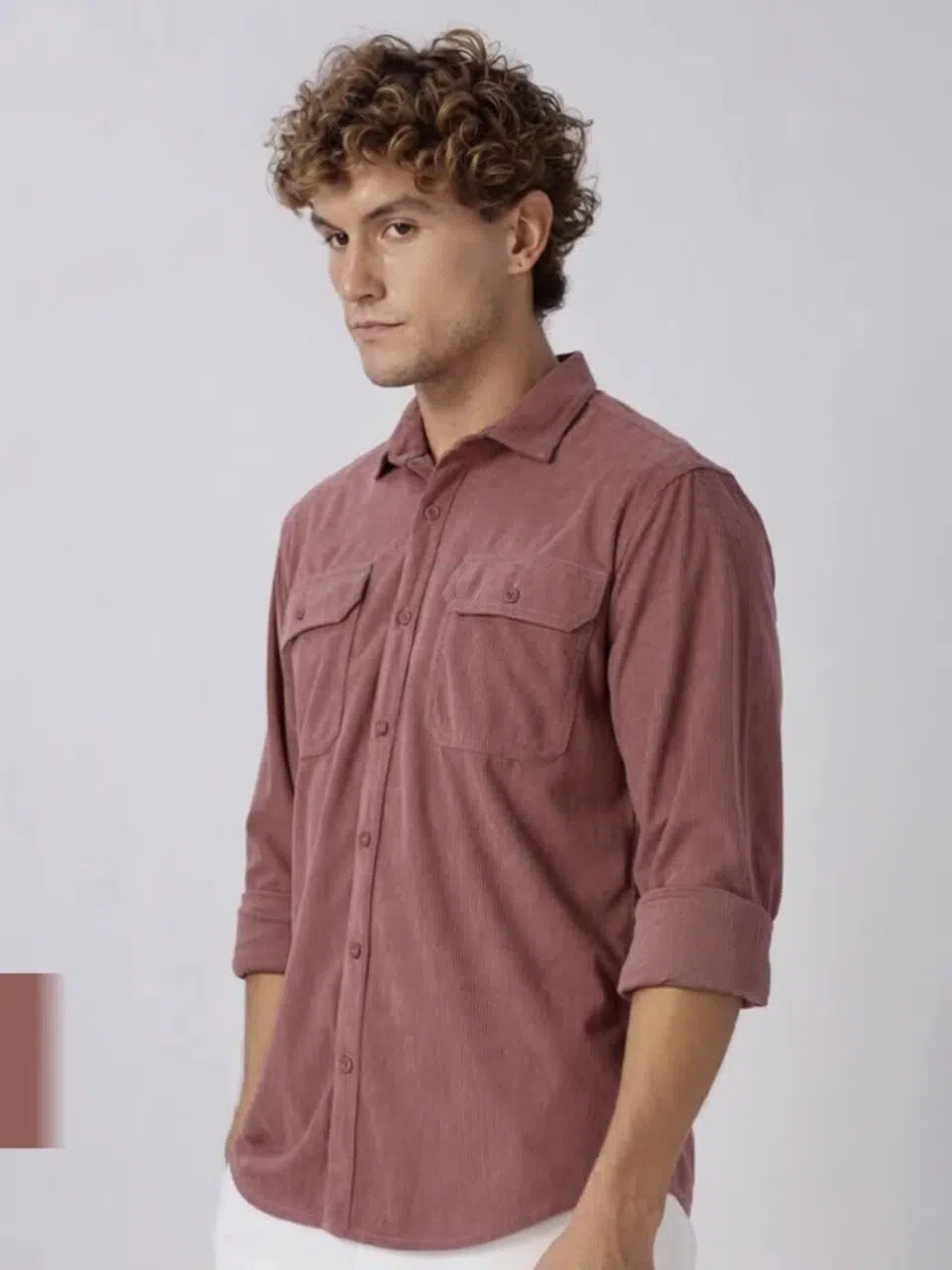 Men's Regular-Fit Vertical-Stripe Corduroy Shirt – Style 135