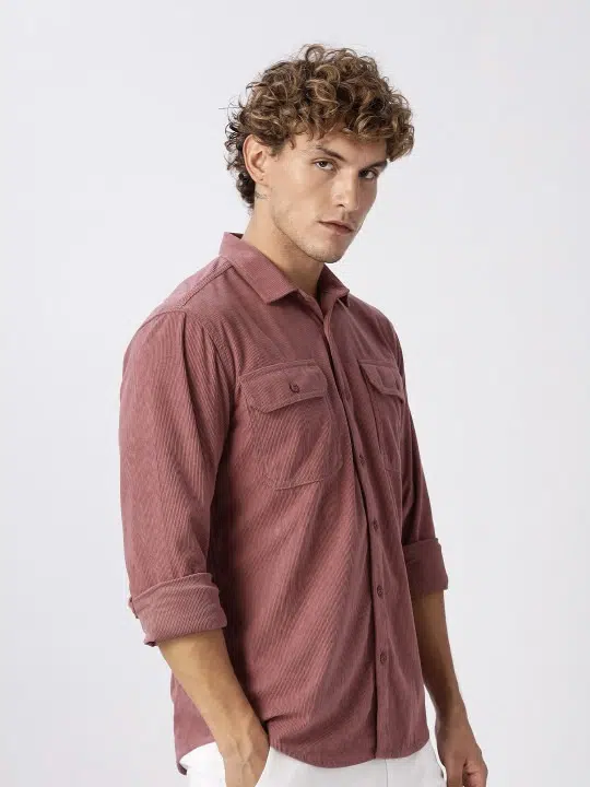 Men's Regular-Fit Vertical-Stripe Corduroy Shirt – Style 135