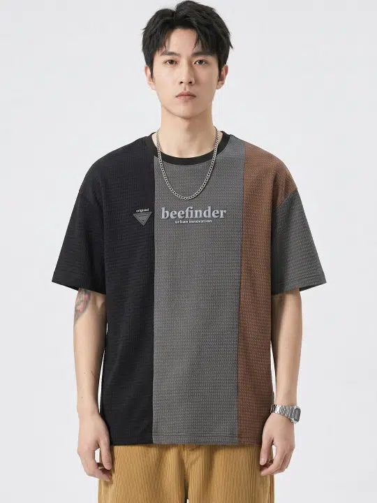 Men's Relaxed-Fit Colourblock T-Shirt – Style 913