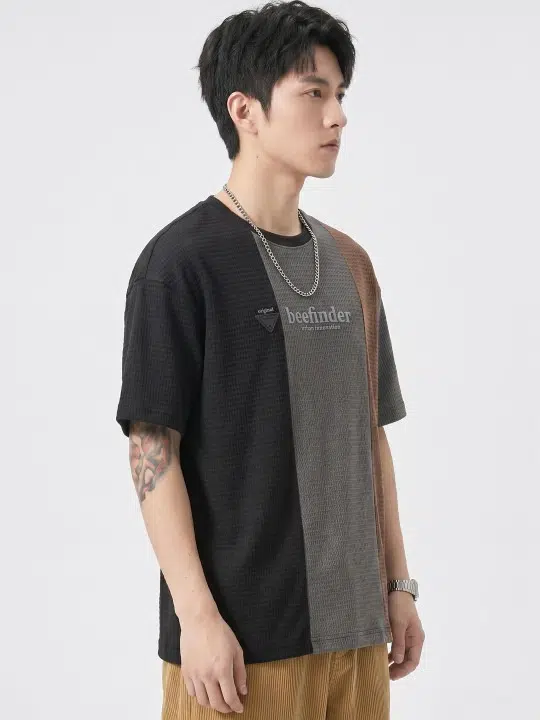 Men's Relaxed-Fit Colourblock T-Shirt – Style 913