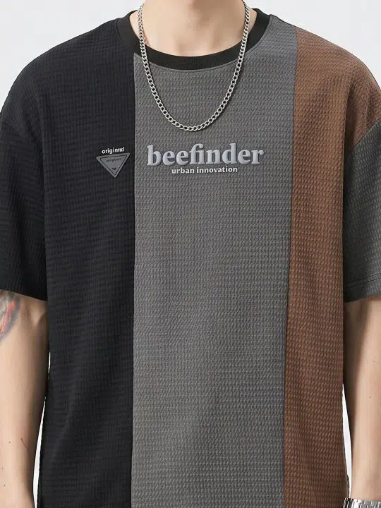 Men's Relaxed-Fit Colourblock T-Shirt – Style 913