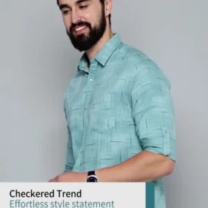 Men's Slim-Fit Check Cotton Shirt – Style 364