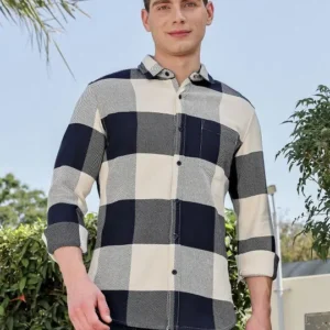 Men's Slim-Fit Check Cotton Shirt – Style 683