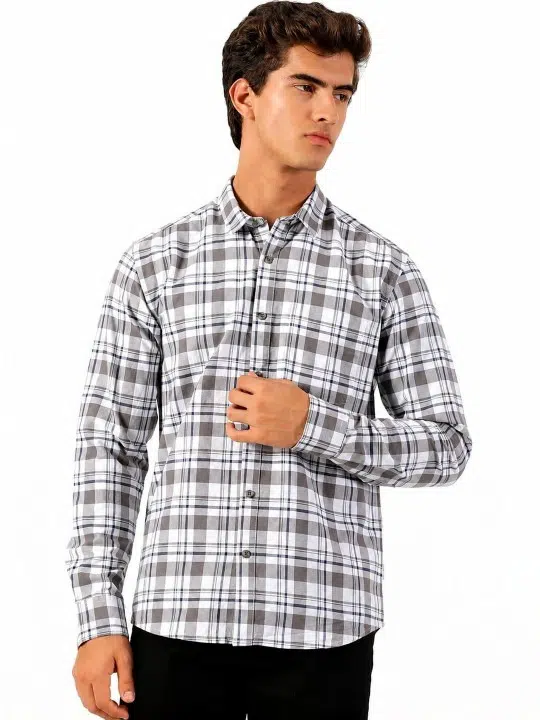 Men's Slim-Fit Check Shirt – Style 241