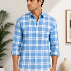 Men's Slim-Fit Check Shirt – Style 596