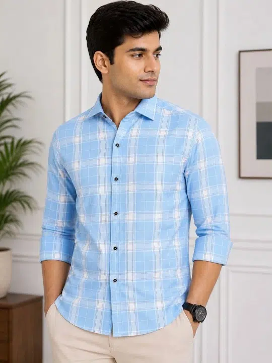 Men's Slim-Fit Check Shirt – Style 622