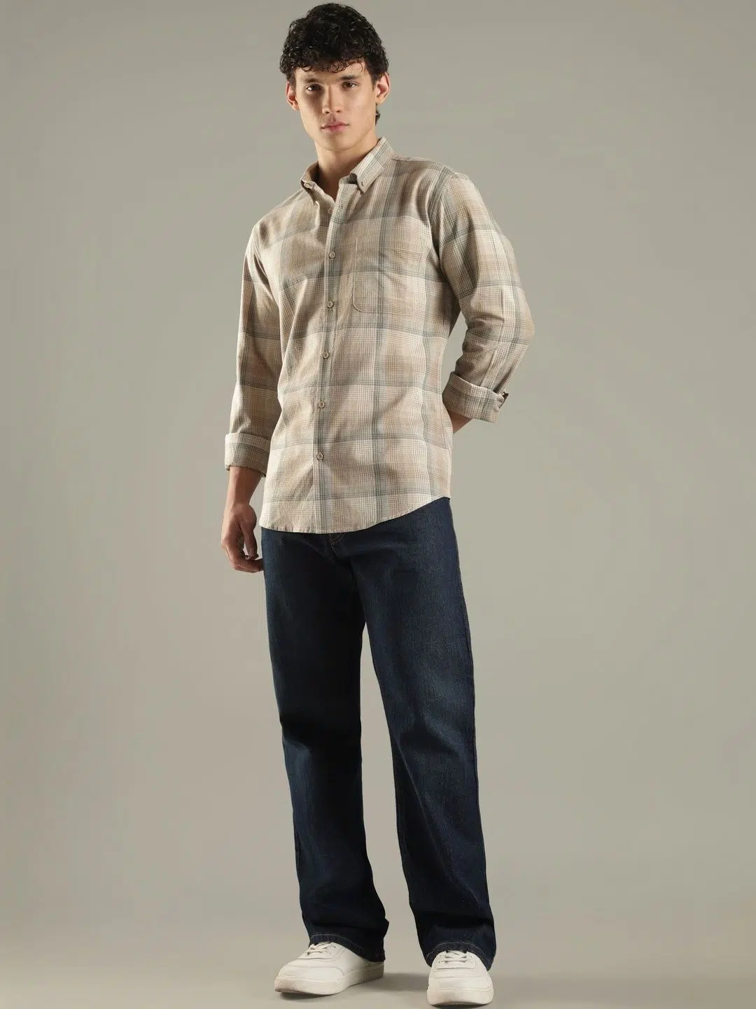 Men's Slim-Fit Check Shirt – Style 716