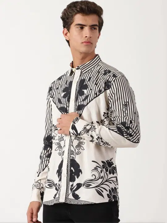 Men's Slim-Fit Floral-Print Shirt – Style 177