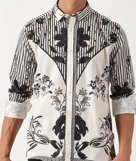 Men's Slim-Fit Floral-Print Shirt – Style 177