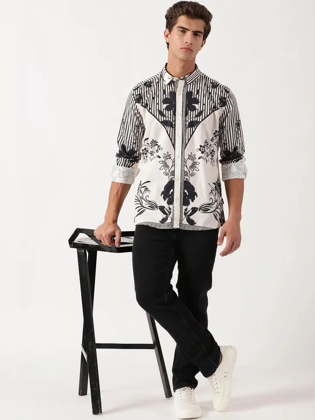 Men's Slim-Fit Floral-Print Shirt – Style 177