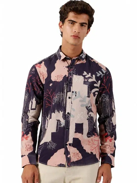 Men's Slim-Fit Print Shirt – Style 026