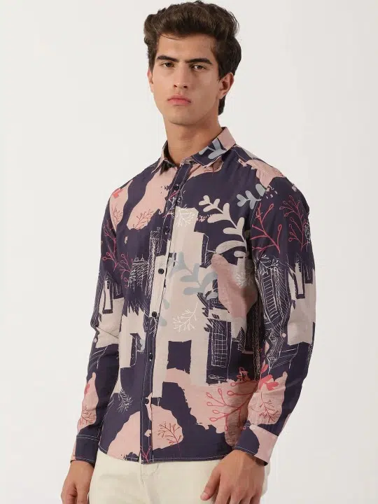 Men's Slim-Fit Print Shirt – Style 026