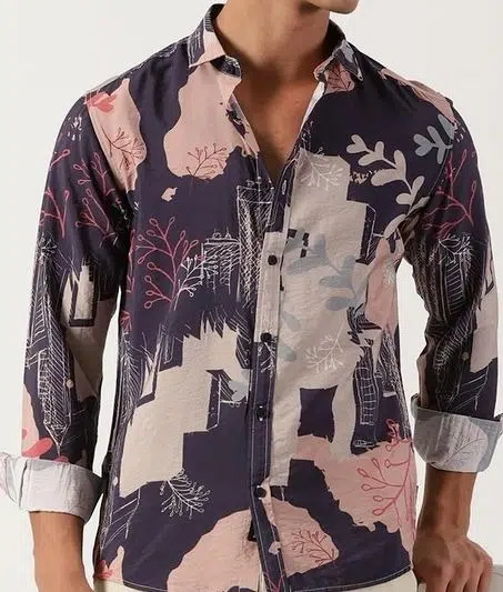 Men's Slim-Fit Print Shirt – Style 026