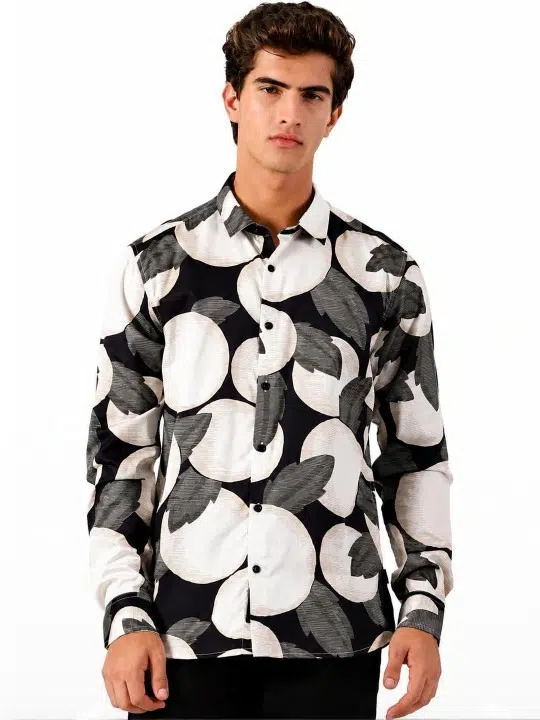 Men's Slim-Fit Print Shirt – Style 027