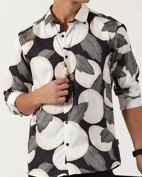 Men's Slim-Fit Print Shirt – Style 027